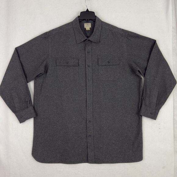 L.L. Bean Men’s XXL Tall Gray Chamois Cloth Shirt Traditional Fit Cotton - Picture 6 of 10